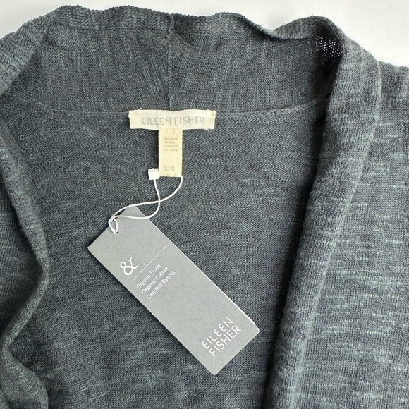Eileen Fisher The System Organic Linen Blend Crop Open Front Cardigan NWT Large - Picture 13 of 13